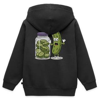 Gurke - Kinder Premium Organic Zip Hoodie - Schwarz - Hinten - AI Model Kid Male (0cm)