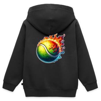 Tennisball - Kinder Premium Organic Zip Hoodie - Schwarz - Hinten - AI Model Kid Male (0cm)