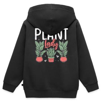 Plant Lady - Kinder Premium Organic Zip Hoodie - Schwarz - Hinten - AI Model Kid Male (0cm)