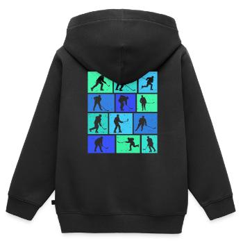 Hockey - Kinder Premium Organic Zip Hoodie - Schwarz - Hinten - AI Model Kid Male (0cm)