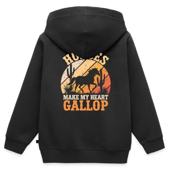 Les chevaux font galoper mon cœur - Sweat Premium à capuche zippé enfant bio - noir - Dos - AI Model Kid Male (0cm)