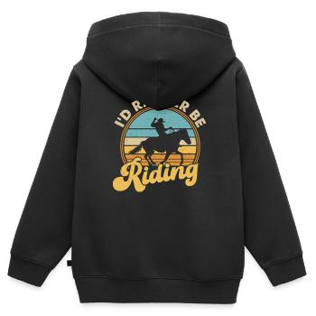 I'D Rather Be Riding - Kinder Premium Organic Zip Hoodie - Schwarz - Hinten - AI Model Kid Male (0cm)