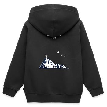Wandern Minimalistisch - Kinder Premium Organic Zip Hoodie - Schwarz - Hinten - AI Model Kid Male (0cm)
