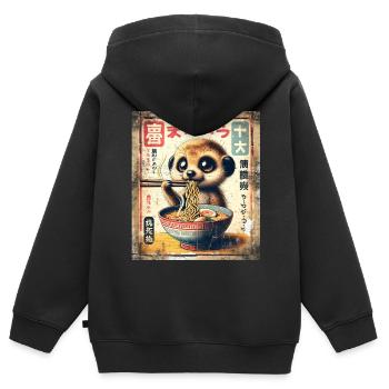 Ramen Erdmännchen Grunge Poster Style - Kinder Premium Organic Zip Hoodie - Schwarz - Hinten - AI Model Kid Male (0cm)