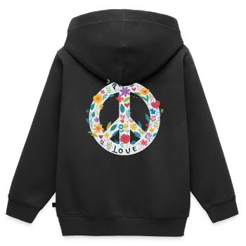 Peacezeichen Blumen Love - Kinder Premium Organic Zip Hoodie - Schwarz - Hinten - AI Model Kid Male (0cm)