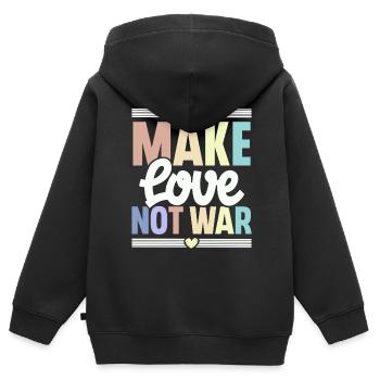 Make Love Not War - Kids Premium Organic Zip-up Hoodie - black - Back - AI Model Kid Male (0cm)