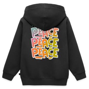Peace Frieden - Sweat Premium à capuche zippé enfant bio - noir - Dos - AI Model Kid Male (0cm)
