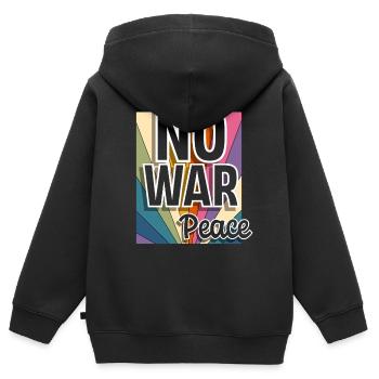 Peace Frieden Freiheit No War - Kinder Premium Organic Zip Hoodie - Schwarz - Hinten - AI Model Kid Male (0cm)