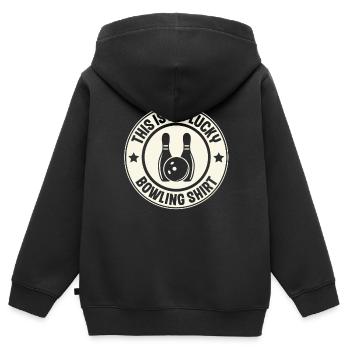 Bowling - Kinder Premium Organic Zip Hoodie - Schwarz - Hinten - AI Model Kid Male (0cm)