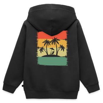 Palmen Insel Urlaub Reise - Kinder Premium Organic Zip Hoodie - Schwarz - Hinten - AI Model Kid Male (0cm)