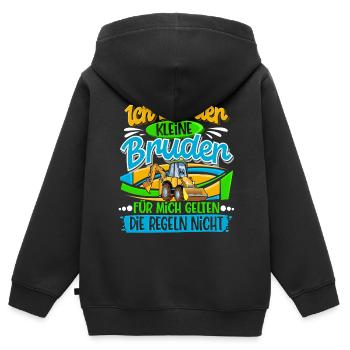 Kleiner Bruder Bagger - Kinder Premium Organic Zip Hoodie - Schwarz - Hinten - AI Model Kid Male (0cm)