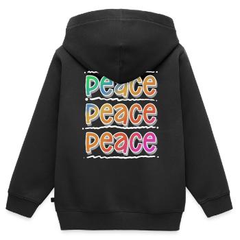 Peace - Kinder Premium Organic Zip Hoodie - Schwarz - Hinten - AI Model Kid Male (0cm)