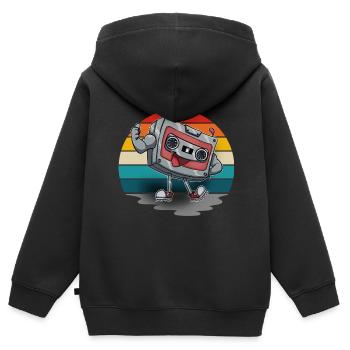 Kassette - Kinder Premium Organic Zip Hoodie - Schwarz - Hinten - AI Model Kid Male (0cm)