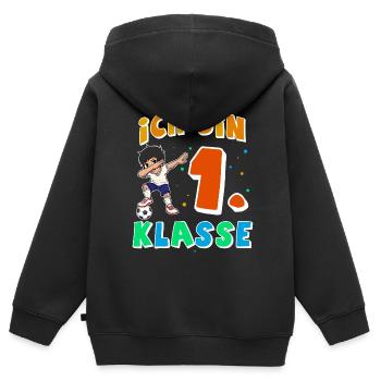 Einschulung Fußball - Kinder Premium Organic Zip Hoodie - Schwarz - Hinten - AI Model Kid Male (0cm)
