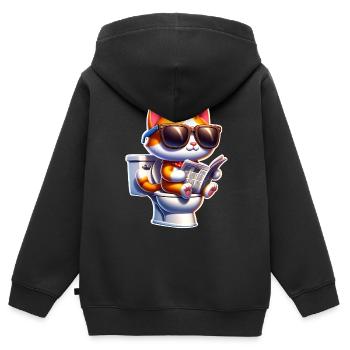 Katze Toilette Zeitung - Kinder Premium Organic Zip Hoodie - Schwarz - Hinten - AI Model Kid Male (0cm)