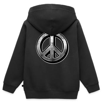 Peacezeichen - Kinder Premium Organic Zip Hoodie - Schwarz - Hinten - AI Model Kid Male (0cm)