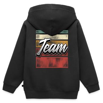 Équipe - Sweat Premium à capuche zippé enfant bio - noir - Dos - AI Model Kid Male (0cm)