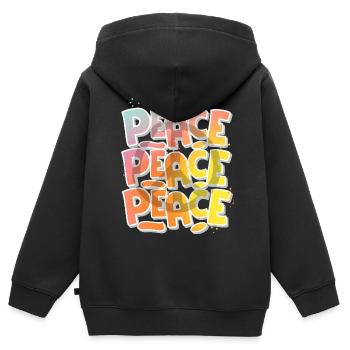 Peace - Kinder Premium Organic Zip Hoodie - Schwarz - Hinten - AI Model Kid Male (0cm)