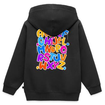 Inscription à l’école Abc Écolier - Sweat Premium à capuche zippé enfant bio - noir - Dos - AI Model Kid Male (0cm)