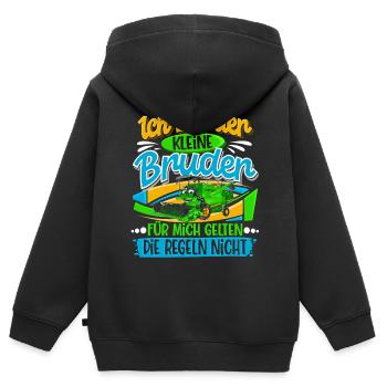 Kleiner Bruder - Kinder Premium Organic Zip Hoodie - Schwarz - Hinten - AI Model Kid Male (0cm)