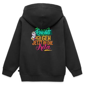 Kita Kindergarten - Kinder Premium Organic Zip Hoodie - Schwarz - Hinten - AI Model Kid Male (0cm)