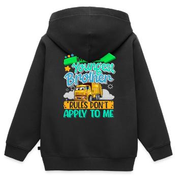 Kleiner Bruder - Kinder Premium Organic Zip Hoodie - Schwarz - Hinten - AI Model Kid Male (0cm)