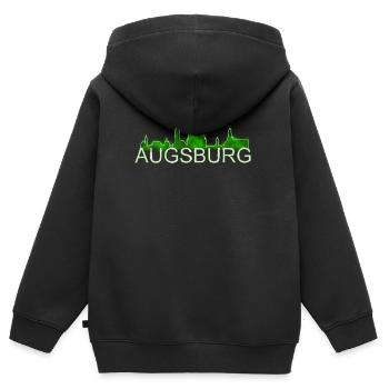Augsburg - Skyline - Kinder Premium Organic Zip Hoodie - Schwarz - Hinten - AI Model Kid Male (0cm)