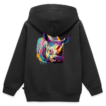 Rhinocéros - Sweat Premium à capuche zippé enfant bio - noir - Dos - AI Model Kid Male (0cm)