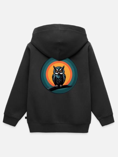 Buntes grafisches Eulendesign für Eulenfans - Kinder Premium Organic Zip Hoodie - Schwarz