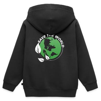 Save the World - Kids Premium Organic Zip-up Hoodie - black - Back - AI Model Kid Male (0cm)