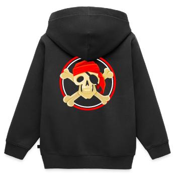 Pirates crâne de mort corsaire pirates osseux - Sweat Premium à capuche zippé enfant bio - noir - Dos - AI Model Kid Male (0cm)