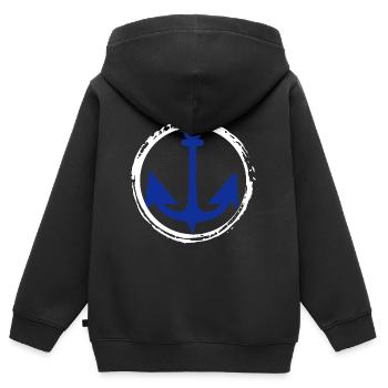 Anker Nautik Seefahrer Pier Meer Maritim - Kinder Premium Organic Zip Hoodie - Schwarz - Hinten - AI Model Kid Male (0cm)
