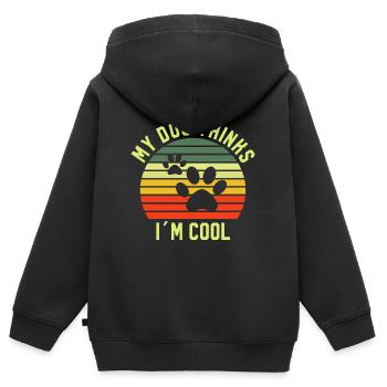 My Dog Thinks I'm Cool Dog Dogs Tshirt - Kids Premium Organic Zip-up Hoodie - black - Back - AI Model Kid Male (0cm)
