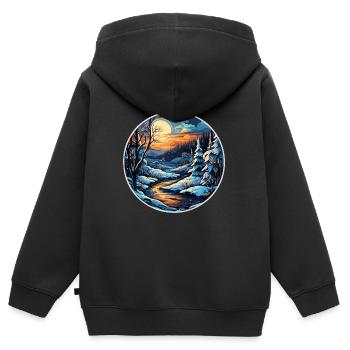 Hiver - Sweat Premium à capuche zippé enfant bio - noir - Dos - AI Model Kid Male (0cm)