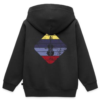 Violoncelle - Sweat Premium à capuche zippé enfant bio - noir - Dos - AI Model Kid Male (0cm)