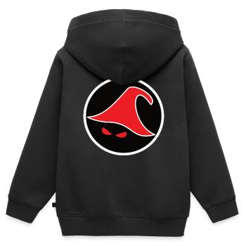 cooles Magier Design mit Hut und bösen Blick - Kinder Premium Organic Zip Hoodie - Schwarz - Hinten - AI Model Kid Male (0cm)
