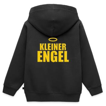 KLEINER ENGEL - HEILIGENSCHEIN - Kinder Premium Organic Zip Hoodie - Schwarz - Hinten - AI Model Kid Male (0cm)