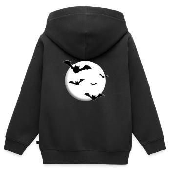 FLEDERMÄUSE - MOND - HALLOWEEN - FLEDERMAUS - Kinder Premium Organic Zip Hoodie - Schwarz - Hinten - AI Model Kid Male (0cm)
