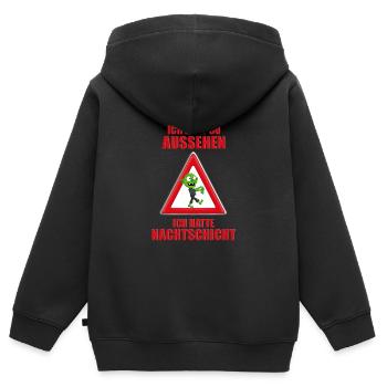 ACHTUNG - ZOMBIE - NACHTSCHICHT - HALLOWEEN - Kinder Premium Organic Zip Hoodie - Schwarz - Hinten - AI Model Kid Male (0cm)