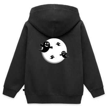 MOND - GEISTER - GESPENSTER - HALLOWEEN - Kinder Premium Organic Zip Hoodie - Schwarz - Hinten - AI Model Kid Male (0cm)