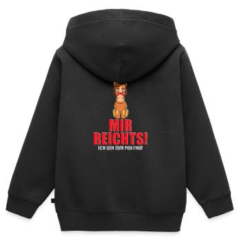 MIR REICHTS! ICH GEH ZUM PONYHOF - PFERD - PFERDE - Kinder Premium Organic Zip Hoodie - Schwarz - Hinten - AI Model Kid Male (0cm)