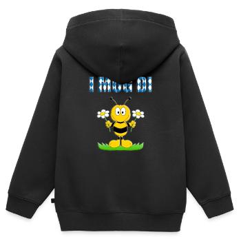 I MOG DI - BIENE - BLUMEN - LIEBE - BIENEN - LOVE - Kinder Premium Organic Zip Hoodie - Schwarz - Hinten - AI Model Kid Male (0cm)