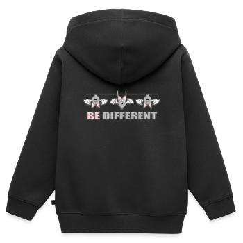 BE DIFFERENT - FLEDERMÄUSE - FLEDERMAUS - WÄSCHE - Kinder Premium Organic Zip Hoodie - Schwarz - Hinten - AI Model Kid Male (0cm)