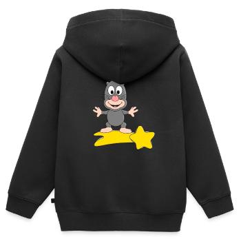 STERNSCHNUPPE - MAULWURF - TIER - KIND - BABY - Kinder Premium Organic Zip Hoodie - Schwarz - Hinten - AI Model Kid Male (0cm)
