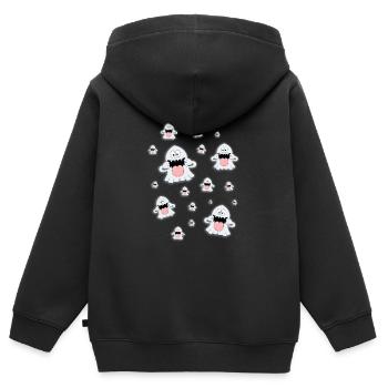 GESPENSTER - GEISTER - HALLOWEEN - KINDER - BABYS - Kinder Premium Organic Zip Hoodie - Schwarz - Hinten - AI Model Kid Male (0cm)