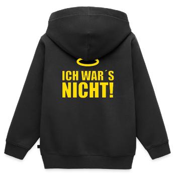 ICH WAR´S NICHT! - ENGEL - HIMMEL - HEILIGENSCHEIN - Kinder Premium Organic Zip Hoodie - Schwarz - Hinten - AI Model Kid Male (0cm)