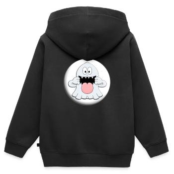 GESPENST - MONDSCHEIN - HALLOWEEN - KIND - KINDER - Kinder Premium Organic Zip Hoodie - Schwarz - Hinten - AI Model Kid Male (0cm)