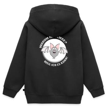 FLEDERMAUS - MONDSCHEIN - HALLOWEEN - TIERISCH - Kinder Premium Organic Zip Hoodie - Schwarz - Hinten - AI Model Kid Male (0cm)
