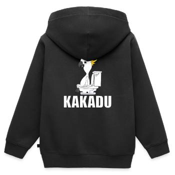 KAKADU - VOGEL - WC - TOILETTE - TIER - TIERISCH - Kinder Premium Organic Zip Hoodie - Schwarz - Hinten - AI Model Kid Male (0cm)
