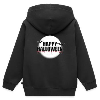 HAPPY HALLOWEEN - MONDSCHEIN - FLEDERMÄUSE - Kinder Premium Organic Zip Hoodie - Schwarz - Hinten - AI Model Kid Male (0cm)